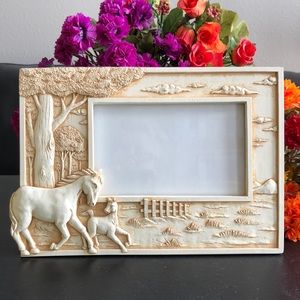 Picture Frame Equestrian 3D Resin Western Farm Style Horses Fits 4x6” photo
